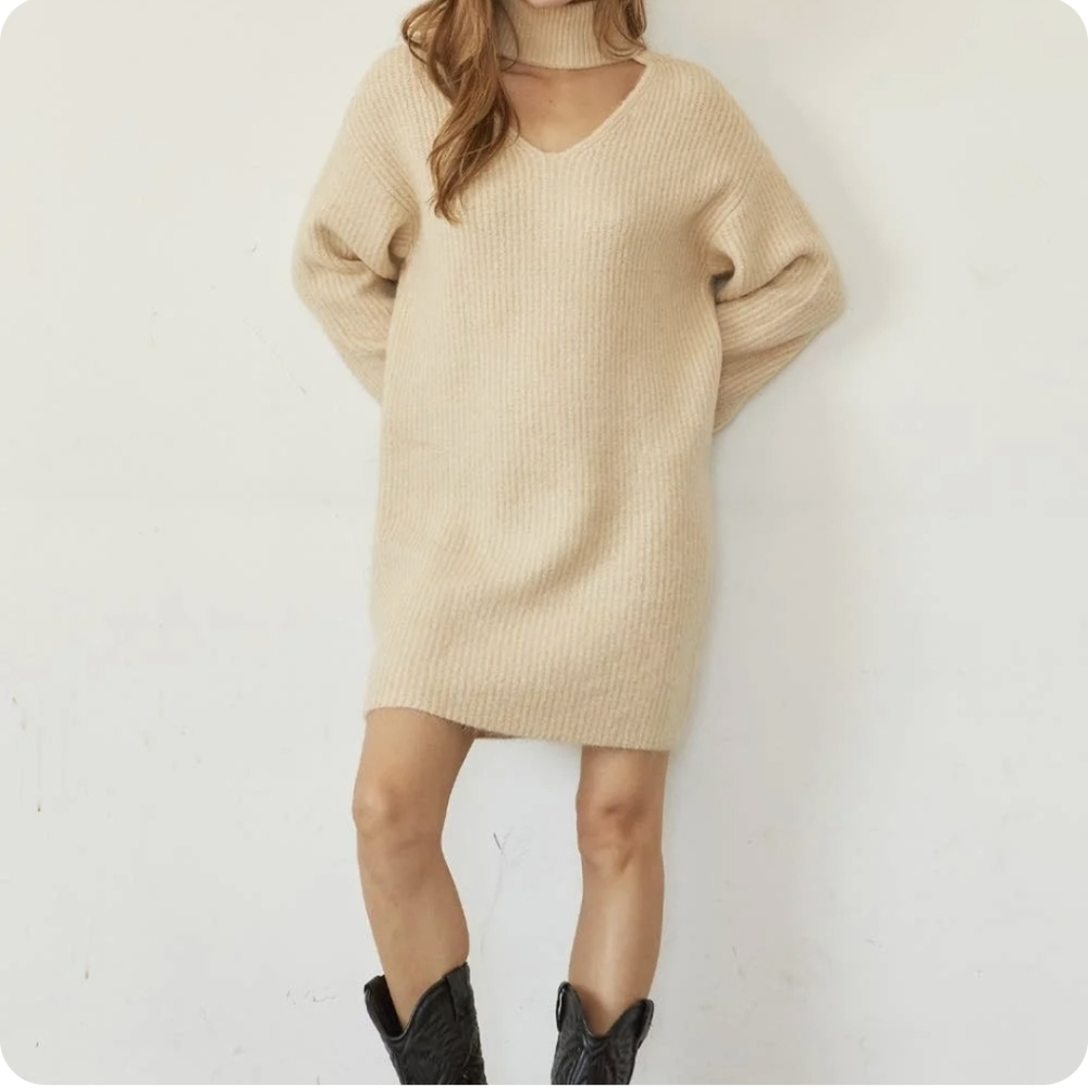 Crescent Gabriella Mock Neck Sweater Dress Small